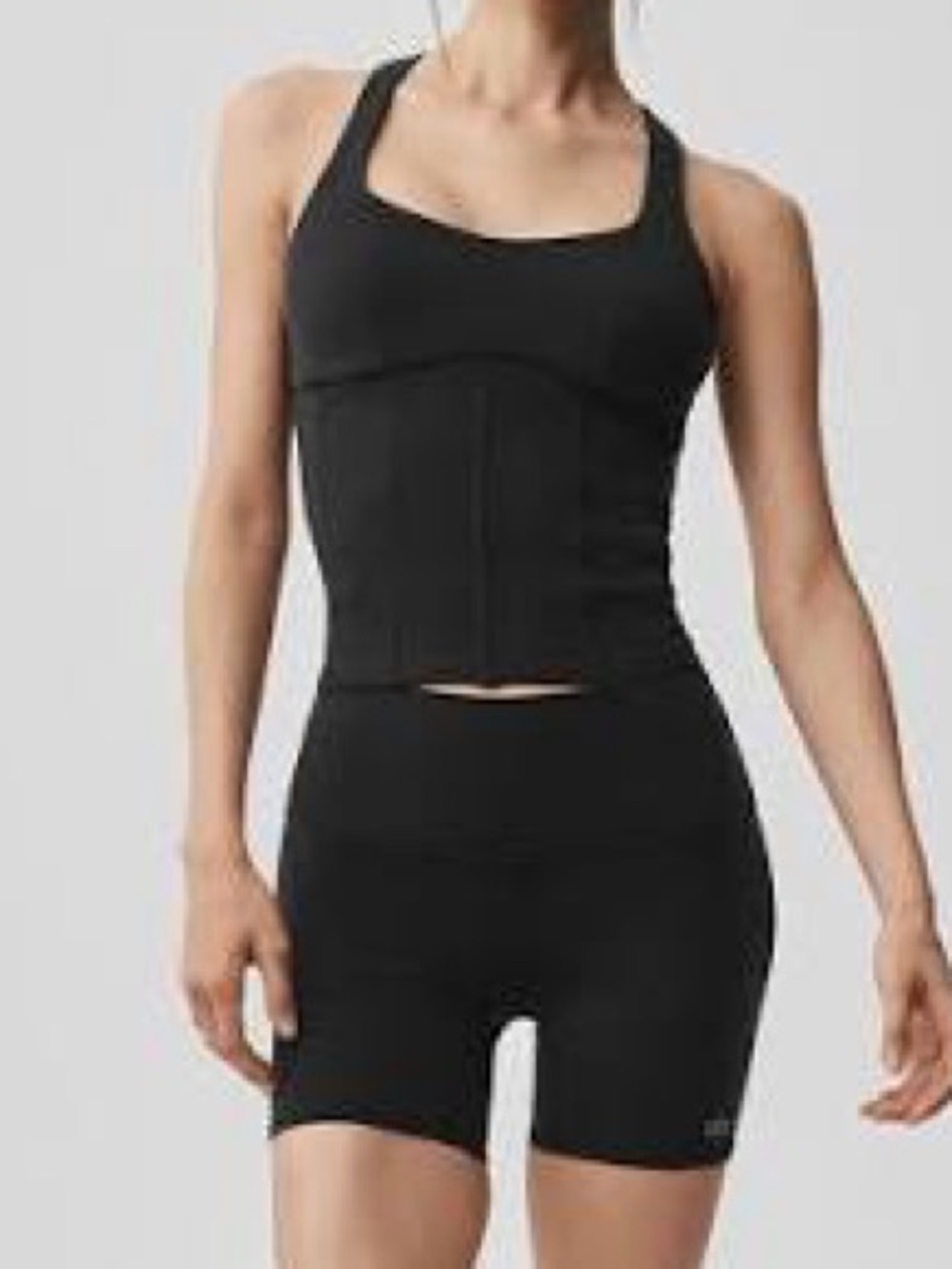 ALO Airbrush Sparks Fly Corset Tank NWT Black M (FIT057)